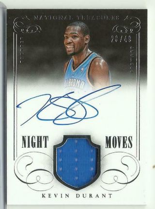 Kevin Durant 2013 - 14 National Treasures Nigh Moves Auto / Jersey /49 Warriors Sp