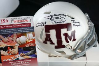 Johnny Manziel " 3 Inscriptions " Signed Texas A&m Mini Helmet,  Jsa Wpp409292
