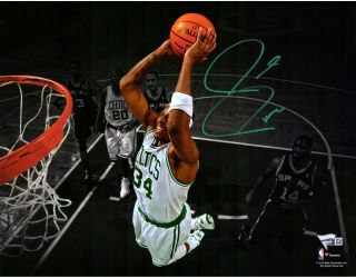 Paul Pierce Boston Celtics Autographed 11  X 14  Dunking Spotlight Photograph