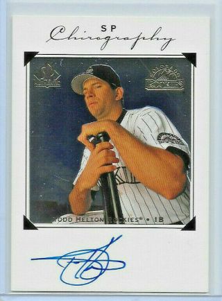 1998 98 Ud Sp Authentic Chirography Todd Helton On Card Auto Signature " Rockies "