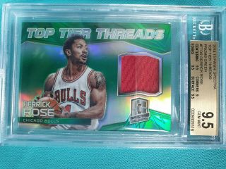 2014 - 15 Spectra Derrick Rose 3/5 Green Prizm Bgs 9.  5 Prime Patch Top Tier Tf