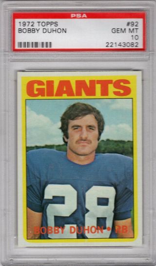 1972 Topps 92 Bobby Duhon Of The York Giants Psa 10