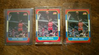 (3) 1986 - 1987 Fleer Michael Jordan Chicago Bulls 57 Rc Basketball Card