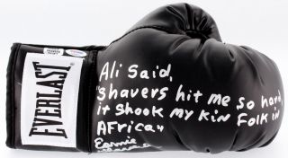 Earnie Shavers Signed Everlast Boxing Right Glove With Ali Africa Kin Folk Quote