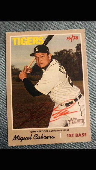 Miguel Cabrera 2019 Topps Heritage High Number Red Ink Auto Autograph /70 Tigers