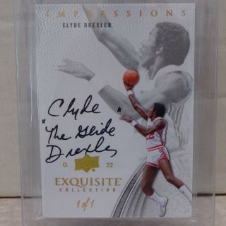 2012 - 13 Upper Deck Exquisite Impressions Clyde Drexler On Card Auto 1 Of 1