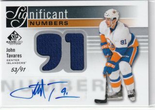 2011 - 12 Sp Game John Tavares Significant Numbers Auto Jersey /91