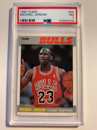 1987 Fleer Basketball 59 Michael Jordan Chicago Bulls Hof Psa 7 Nm.  The 