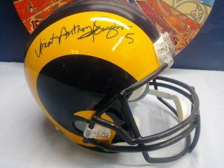 Vince Ferragamo Los Angeles Rams Autographed Full Size Helmet Jsa Cert