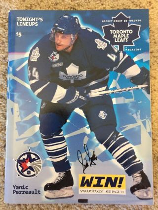 Sid Smith D.  04 Signed 1999 Toronto Maple Leafs Program,  Yanic Perreault Cover