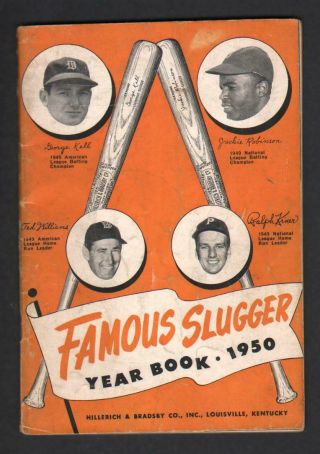 1950 Famous Slugger Baseball Yearbook W/ Jackie Robinson Ted Williams Cover