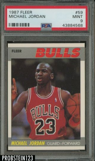 1987 Fleer Basketball 59 Michael Jordan Chicago Bulls Hof Psa 9