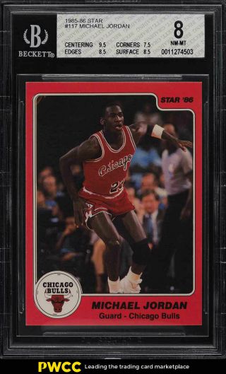 1985 - 86 Star Basketball Michael Jordan Rookie Rc 117 Bgs 8 Nm - Mt (pwcc)