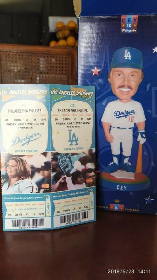 Ron Cey Los Angeles Dodgers Sga Bobblehead And 2 Tickets June 2,  2006