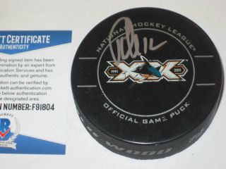 Patrick Marleau Signed San Jose Sharks 20th Official Game Puck W/ Beckett