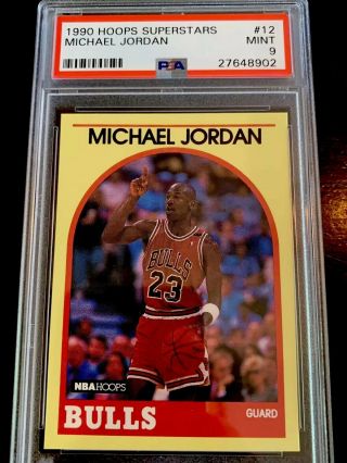 1990 Hoops Superstars Michael Jordan.  Ultra Rare Yellow Border.  Sssp.  Psa 9