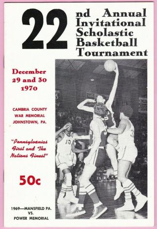 1970 Cambria County Johnstown War Memorial Basketball Tournament Program