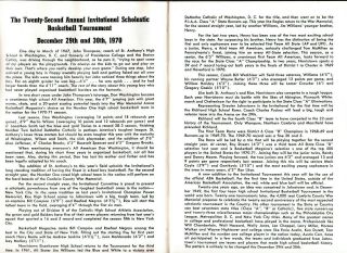 1970 CAMBRIA COUNTY JOHNSTOWN WAR MEMORIAL BASKETBALL TOURNAMENT PROGRAM 5