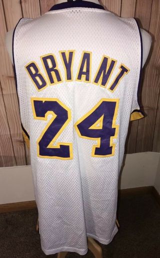Adidas Authentic Los Angeles Lakers Kobe Bryant 24 White Jersey Mens Sz Xl Sewn