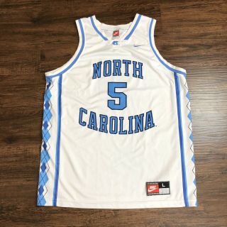 Vintage 90s Nike North Carolina Tar Heels Basketball Jersey Size Large White 5