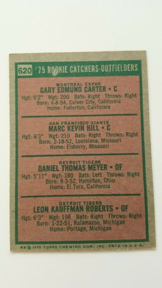 1975 Topps Gary Carter Rookie Card 620 - SHARP 2