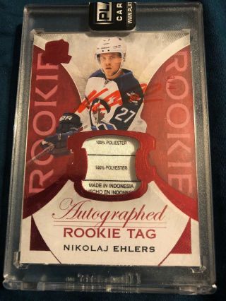 2015 - 16 Ud The Cup Nikolaj Ehlers Rpa Rc Rookie Patch Auto Tag 3/4