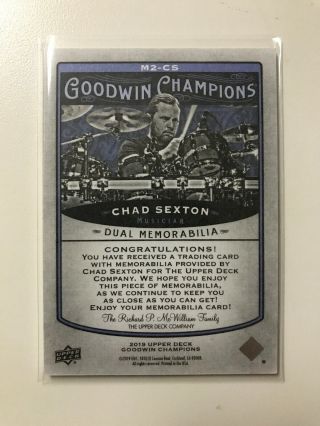 2019 Upper Deck Goodwin Champions Chad Sexton Dual Relic Memorabilia 2