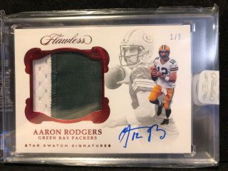 2017 Flawless Aaron Rodgers Star Swatch Signatures Jumbo Patch Packers 1/5 Sick