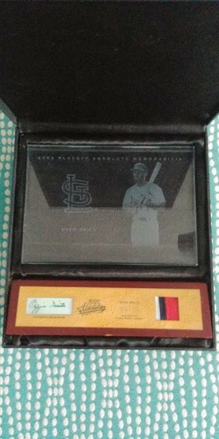 2003 Playoff Absolute Memorabilia Ozzie Smith Etched Glass Auto & Jersey /10