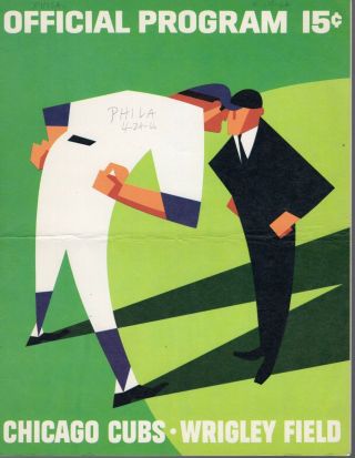 1966 (apr.  29) Baseball Program Philadelphia Phillies @ Chicago Cubs,  Scored Fr