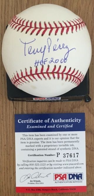 Tony Perez W/hof 2000 Licensed Psa/dna Authenticated Signed Game Baseball