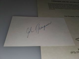 John Thompson Nba Autographed 3 X 5 Index Card With Signed Card