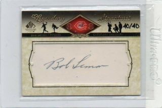 2008 Upper Deck Sp Legendary Cuts Signatures Lc - Bl Bob Lemon Autograph 40/40