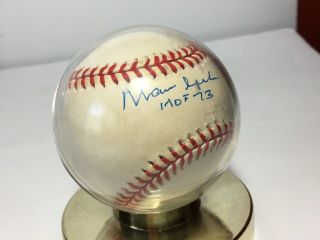 Warren Spahn Autographed Signed Ro - N Nl White Baseball Milwaukee Braves Hof 1973