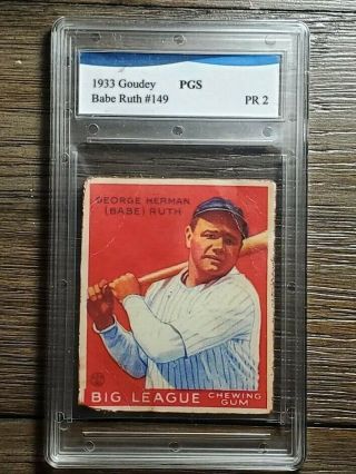 1933 Goudey 149 Babe Ruth Graded Baseball Card York Yankees