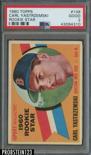 1960 Topps 148 Carl Yastrzemski Red Sox Rc Rookie Hof Psa 2 Good