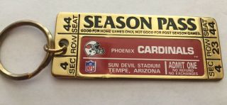 Arizona Cardinals Vintage Brass Nfl Season Pass Key Chain - Sun Devil Stadium