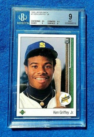 1989 Upper Deck Seattle Mariners Hof Superstar Ken Griffey Jr.  Rc,  Bgs 9