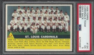 Psa 5 - 1956 Topps 134 St.  Louis Cardinals Team W/stan Musial Hof Gray Back