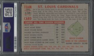 PSA 5 - 1956 Topps 134 St.  Louis Cardinals Team w/Stan Musial HOF Gray Back 2