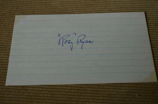 Rosy Ryan Autographed Signed 3x5 Card 1922 Wsc Giants,  1928 Yankees D:1980