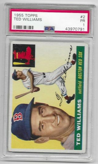 1955 Topps Ted Williams 2 Baseball Card Psa 1 Boston Red Sox Hof