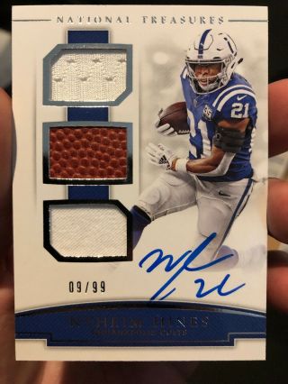 2018 National Treasures Nyheim Hines Autograph/auto Jersey Ball Colts 9/99 
