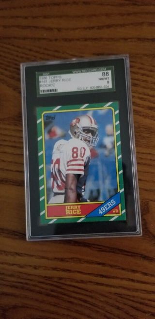 1986 Topps 161 Jerry Rice Rookie Card Sgc Graded 88 Nm/mt 8