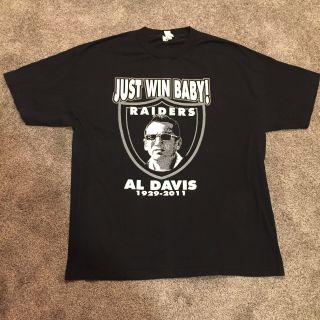 Oakland Raiders Al Davis T Shirt Mens Size Xl Just Win Baby Head Coach Rip