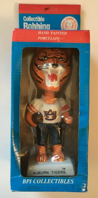 Vintage Auburn Tigers Hand Painted Porcelain Bobble Head -