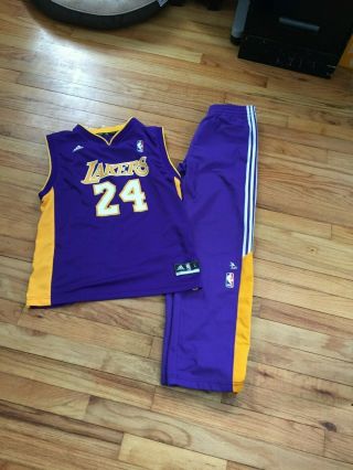 Youth Adidas Nba Los Angeles Lakers Kobe Bryant 24 Basketball Jersey&pants L&m