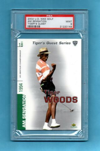 3 Tiger Woods 2002 Upper Deck Nike Tiger ' s Quest Series set Tiger Woods PSA 9 2