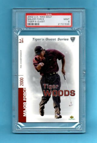 3 Tiger Woods 2002 Upper Deck Nike Tiger ' s Quest Series set Tiger Woods PSA 9 3