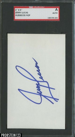 Jerry Lucas Basketball Signed Index Card Auto Autograph Sgc Hof